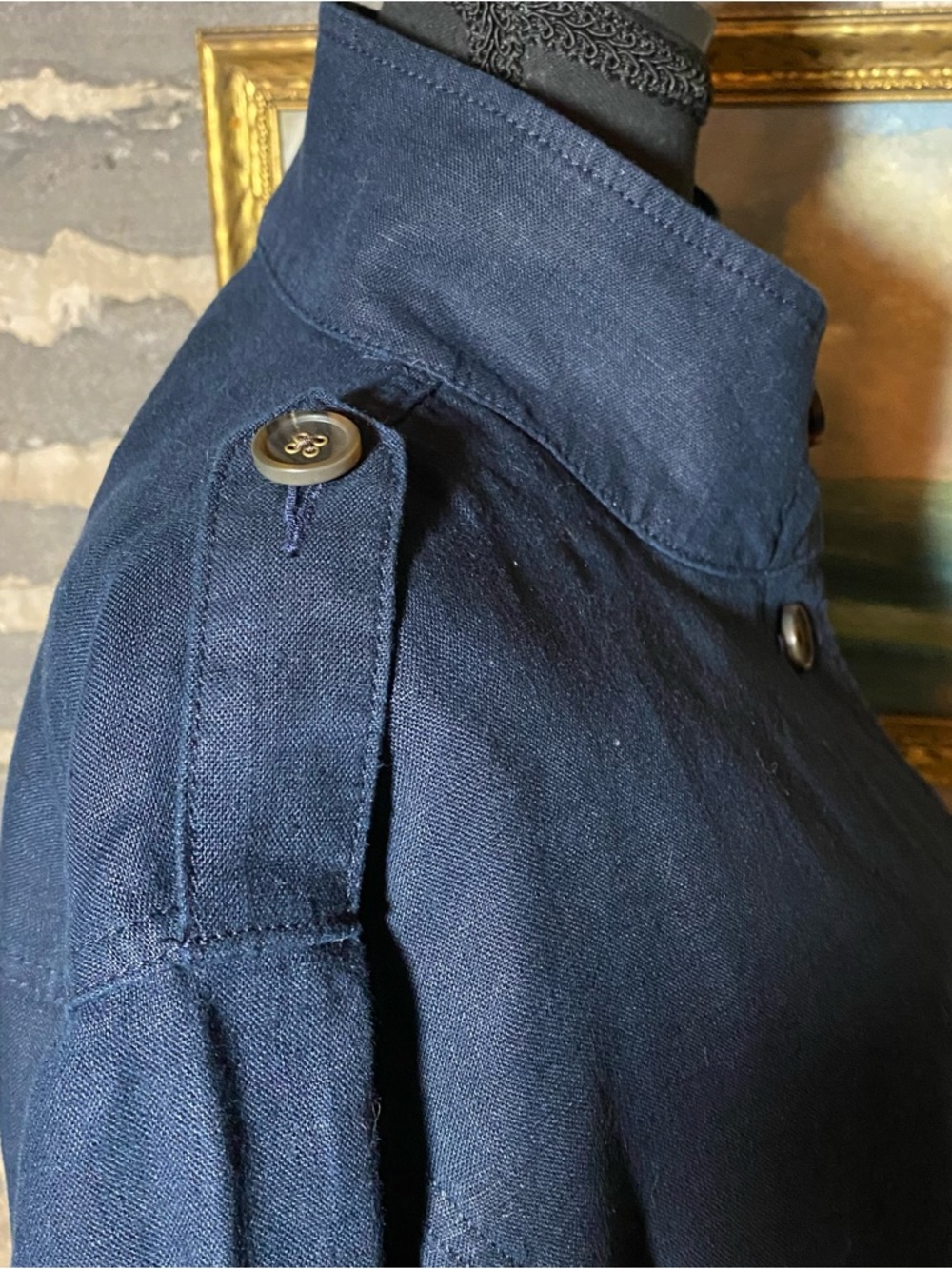 Talbots Navy Button-Front Utility Jacket with Drawstring Hem - Picture 4 of 10